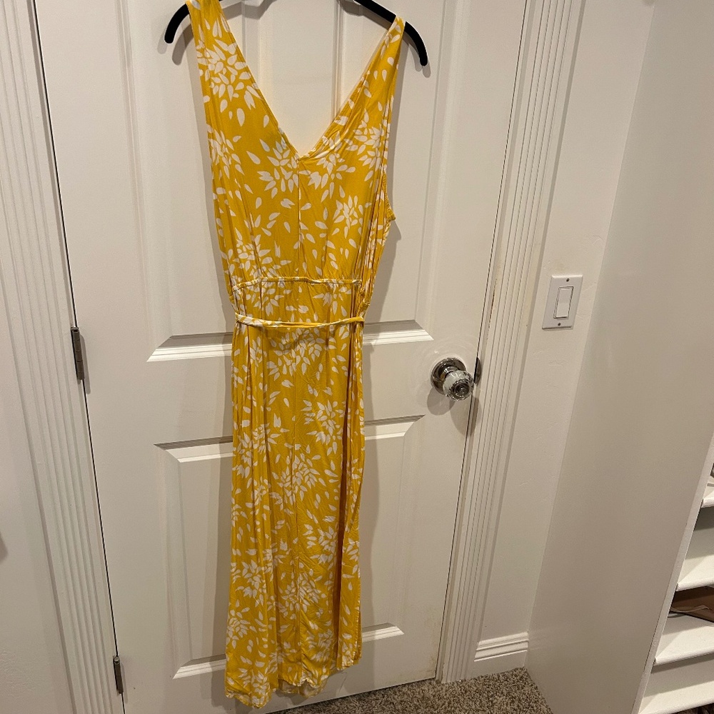 A New Day Yellow Floral Sleeveless Midi Dress Size XL